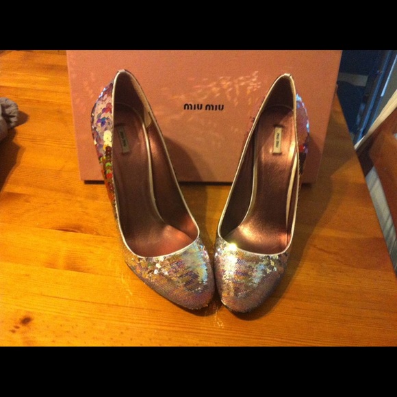 Miu Miu Mermaid Sequin Heels 9.5 - Picture 2 of 4